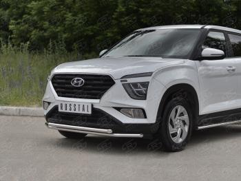 14 999 р. Защита переднего бампера (2 трубы Ø42 мм, нержавейка) SLITKOFF Hyundai Creta SU (2020-2022)  с доставкой в г. Тольятти. Увеличить фотографию 2