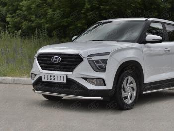 13 399 р. Защита переднего бампера (Ø42 мм, нержавейка) SLITKOFF Hyundai Creta SU (2020-2022)  с доставкой в г. Тольятти. Увеличить фотографию 2