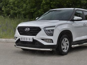 14 549 р. Защита переднего бампера (Ø63 мм, нержавейка) SLITKOFF Hyundai Creta SU (2020-2022)  с доставкой в г. Тольятти. Увеличить фотографию 2