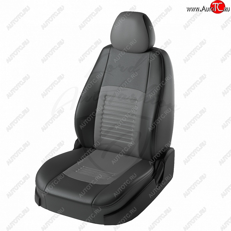 9 449 р. Чехлы для сидений Lord Autofashion Турин (экокожа) Hyundai Elantra HD (2006-2011) (Чёрный, вставка серая)  с доставкой в г. Тольятти