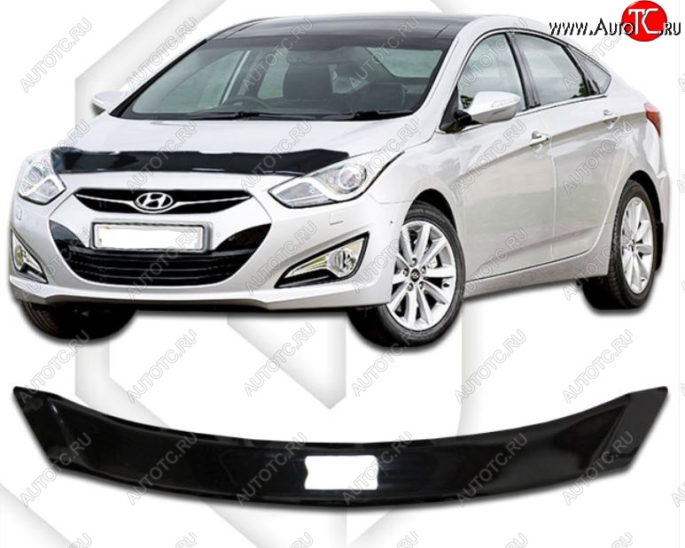 2 049 р. Дефлектор капота CA-Plastic  Hyundai I40  1 VF (2011-2019) дорестайлинг седан, дорестайлинг универсал, рестайлинг седан, рестайлинг универсал (Classic черный, Без надписи)  с доставкой в г. Тольятти