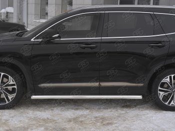 23 949 р. Пороги из трубы d63 SLITKOFF Hyundai Santa Fe TM дорестайлинг (2018-2021) (Вариант 1 (со скосами на торцах))  с доставкой в г. Тольятти. Увеличить фотографию 3