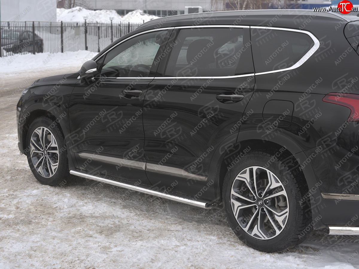 31 649 р. Пороги из трубы 120х60 овал с проступью Russtal Hyundai Santa Fe TM дорестайлинг (2018-2021)  с доставкой в г. Тольятти