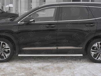 31 649 р. Пороги из трубы 120х60 овал с проступью Russtal Hyundai Santa Fe TM дорестайлинг (2018-2021)  с доставкой в г. Тольятти. Увеличить фотографию 3