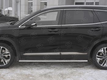 20 999 р. Пороги из труб 75х42 с проступью Russtal Hyundai Santa Fe TM дорестайлинг (2018-2021)  с доставкой в г. Тольятти. Увеличить фотографию 3