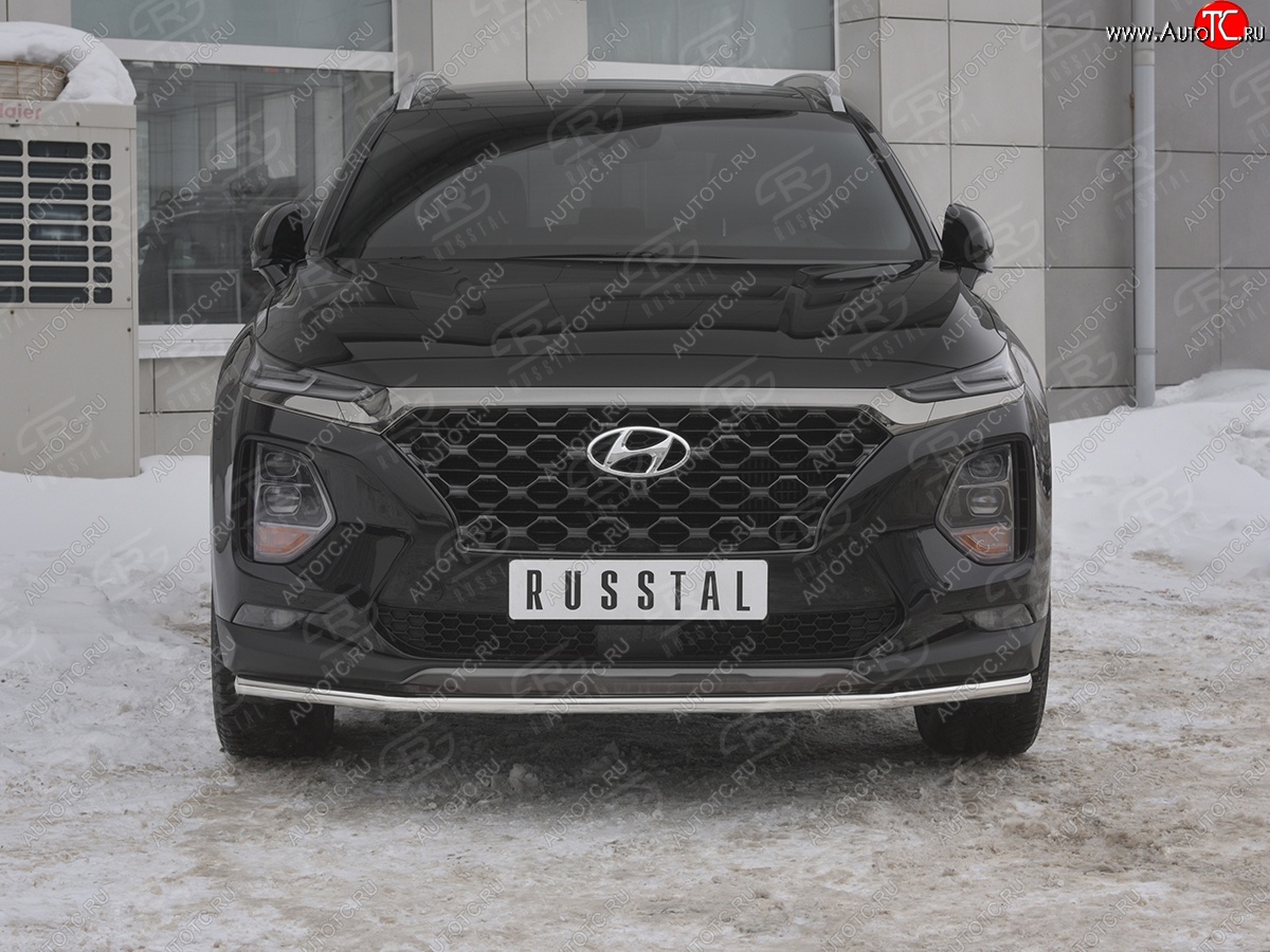 15 499 р. Защита переднего бампера (Ø42 мм, нержавейка) SLITKOFF Hyundai Santa Fe TM дорестайлинг (2018-2021)  с доставкой в г. Тольятти