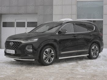 15 499 р. Защита переднего бампера (Ø42 мм, нержавейка) SLITKOFF Hyundai Santa Fe TM дорестайлинг (2018-2021)  с доставкой в г. Тольятти. Увеличить фотографию 2