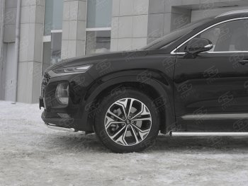 15 499 р. Защита переднего бампера (Ø42 мм, нержавейка) SLITKOFF Hyundai Santa Fe TM дорестайлинг (2018-2021)  с доставкой в г. Тольятти. Увеличить фотографию 3