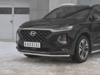 15 499 р. Защита переднего бампера (Ø42 мм, нержавейка) SLITKOFF Hyundai Santa Fe TM дорестайлинг (2018-2021)  с доставкой в г. Тольятти. Увеличить фотографию 4