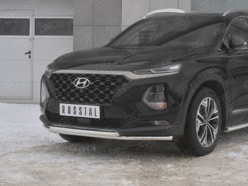 19 299 р. Защита переднего бампера из труб d42 SLITKOFF Hyundai Santa Fe TM дорестайлинг (2018-2021)  с доставкой в г. Тольятти. Увеличить фотографию 3