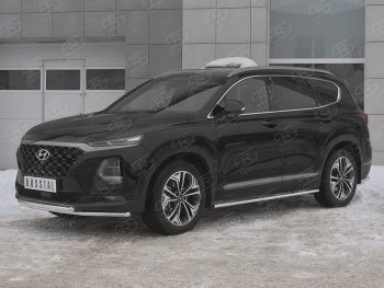 19 299 р. Защита переднего бампера из труб d42 SLITKOFF Hyundai Santa Fe TM дорестайлинг (2018-2021)  с доставкой в г. Тольятти. Увеличить фотографию 4