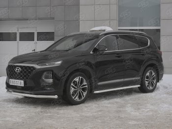 16 699 р. Защита переднего бампера (Ø63 мм, нержавейка) SLITKOFF Hyundai Santa Fe TM дорестайлинг (2018-2021)  с доставкой в г. Тольятти. Увеличить фотографию 2