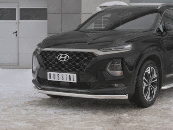 16 699 р. Защита переднего бампера (Ø63 мм, нержавейка) SLITKOFF Hyundai Santa Fe TM дорестайлинг (2018-2021)  с доставкой в г. Тольятти. Увеличить фотографию 4