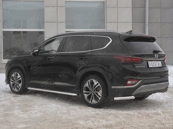 14 499 р. Защита заднего бампера (Ø63 мм уголки, нержавейка) SLITKOFF Hyundai Santa Fe TM дорестайлинг (2018-2021)  с доставкой в г. Тольятти. Увеличить фотографию 2