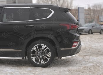 14 499 р. Защита заднего бампера (Ø63 мм уголки, нержавейка) SLITKOFF Hyundai Santa Fe TM дорестайлинг (2018-2021)  с доставкой в г. Тольятти. Увеличить фотографию 3