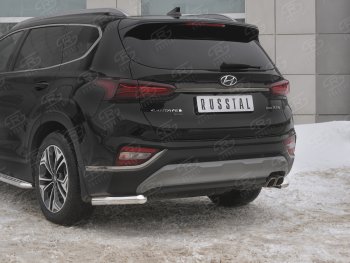 14 499 р. Защита заднего бампера (Ø63 мм уголки, нержавейка) SLITKOFF Hyundai Santa Fe TM дорестайлинг (2018-2021)  с доставкой в г. Тольятти. Увеличить фотографию 4