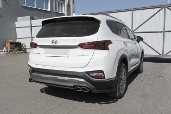 Защита заднего бампера Slitkoff (уголки, d57 мм) Hyundai Santa Fe TM дорестайлинг (2018-2021)