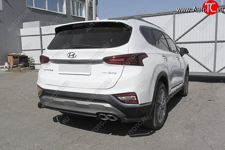 8 599 р. Защита заднего бампера Slitkoff (уголки, d57 мм)  Hyundai Santa Fe  TM (2018-2021) дорестайлинг (Сталь с полимерным покрытием. Цвет: чёрный)  с доставкой в г. Тольятти