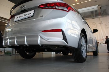 4 999 р. Накладка заднего бампера Автократ Hyundai Solaris HCR седан дорестайлинг (2017-2020) (Неокрашенная)  с доставкой в г. Тольятти. Увеличить фотографию 4