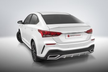 17 999 р. Задний бампер Quant Hyundai Solaris HCR седан дорестайлинг (2017-2020) (Без отверстий под парктроник, Неокрашенный)  с доставкой в г. Тольятти. Увеличить фотографию 2