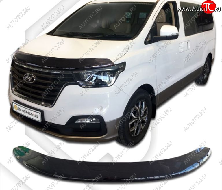 2 999 р. Дефлектор капота CA-Plastik exclusive  Hyundai Starex/Grand Starex/H1  TQ (2017-2022) 2-ой рестайлинг (Classic черный, Без надписи)  с доставкой в г. Тольятти