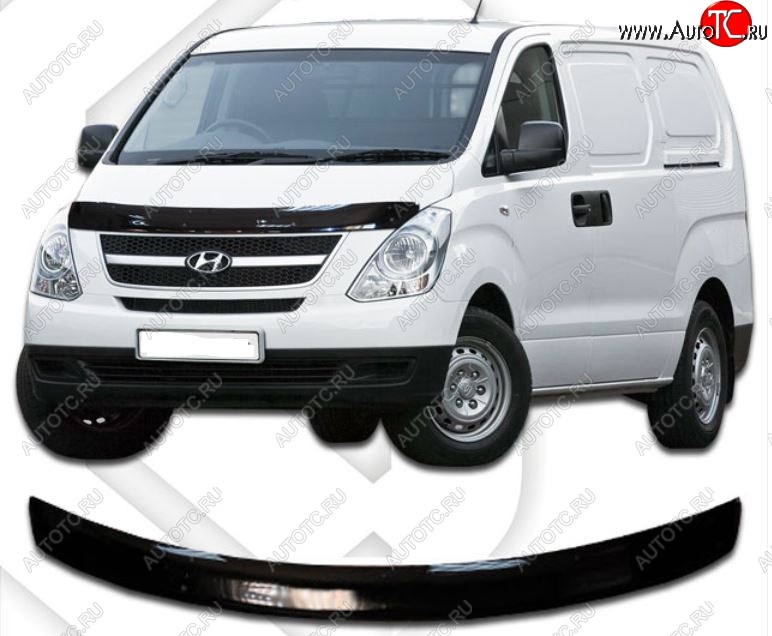 2 199 р. Дефлектор капота CA-Plastic  Hyundai Starex/Grand Starex/H1  TQ (2007-2018) дорестайлинг, рестайлинг (Classic черный, Без надписи)  с доставкой в г. Тольятти