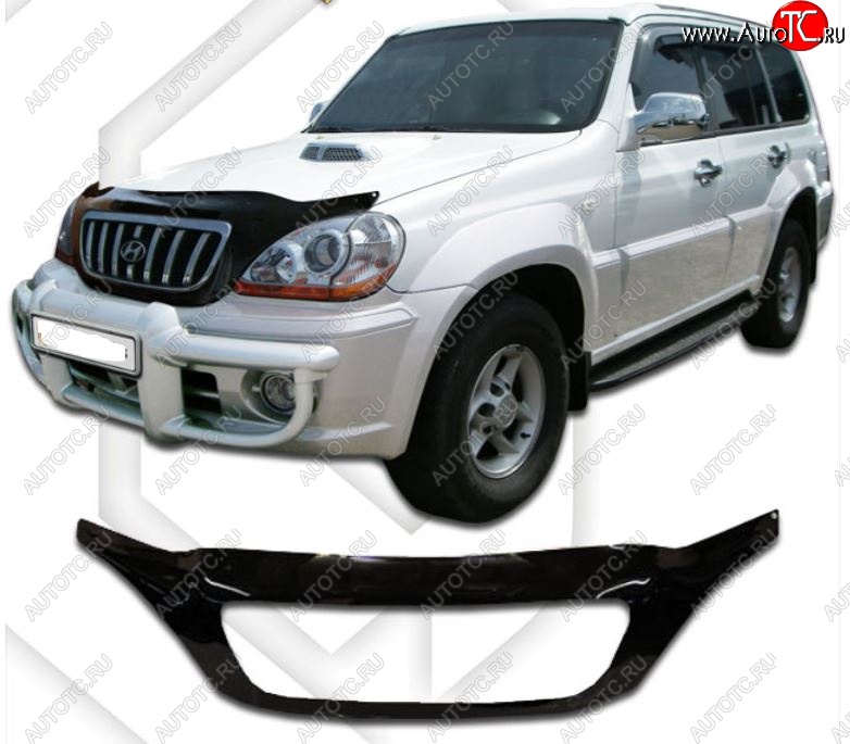 2 999 р. Дефлектор капота CA-Plastic exclusive  Hyundai Terracan  HP (2001-2007) дорестайлинг, рестайлинг (Classic черный, Без надписи)  с доставкой в г. Тольятти