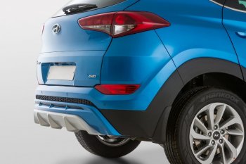 9 799 р. Накладка заднего бампера YT Hyundai Tucson TL дорестайлинг (2015-2018) (Неокрашенная)  с доставкой в г. Тольятти. Увеличить фотографию 2