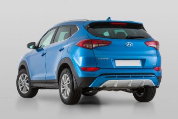 9 799 р. Накладка заднего бампера YT Hyundai Tucson TL дорестайлинг (2015-2018) (Неокрашенная)  с доставкой в г. Тольятти. Увеличить фотографию 4