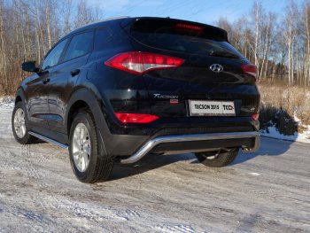 Защита заднего бампера ТСС (нержавейка d 60,3 мм) (кенгурин) Hyundai Tucson TL дорестайлинг (2015-2018)