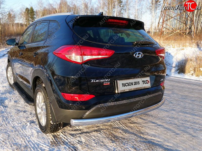 19 999 р. Защита заднего бампера (овальная) ТСС 75х42 мм  Hyundai Tucson  TL (2015-2018) дорестайлинг  с доставкой в г. Тольятти