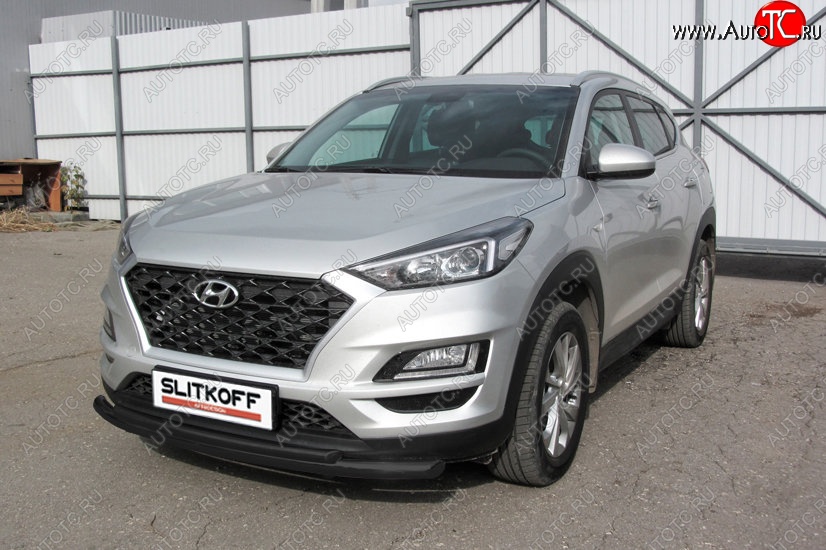 10 649 р. Защита переднего бампера Turbo Slitkoff (двойная, d57/42 мм) Hyundai Tucson TL рестайлинг (2018-2021) (Сталь с полимерным покрытием. Цвет: чёрный)  с доставкой в г. Тольятти