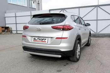 7 999 р. Защита заднего бампера Slitkoff (d57 мм)  Hyundai Tucson  TL (2018-2021) рестайлинг (Сталь с полимерным покрытием. Цвет: серебристый)  с доставкой в г. Тольятти. Увеличить фотографию 1