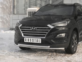 18 999 р. Защита переднего бампера (2 трубы Ø42 мм, нержавейка) SLITKOFF Hyundai Tucson TL рестайлинг (2018-2021)  с доставкой в г. Тольятти. Увеличить фотографию 2