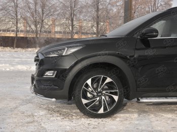 18 999 р. Защита переднего бампера (2 трубы Ø42 мм, нержавейка) SLITKOFF Hyundai Tucson TL рестайлинг (2018-2021)  с доставкой в г. Тольятти. Увеличить фотографию 4