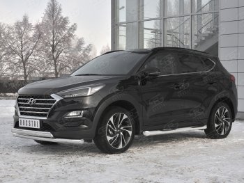 22 949 р. Защита переднего бампера (2 трубы Ø63 и 75х42 мм, нержавейка) Russtal Hyundai Tucson TL рестайлинг (2018-2021)  с доставкой в г. Тольятти. Увеличить фотографию 2