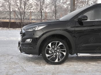 22 949 р. Защита переднего бампера (2 трубы Ø63 и 75х42 мм, нержавейка) Russtal Hyundai Tucson TL рестайлинг (2018-2021)  с доставкой в г. Тольятти. Увеличить фотографию 3