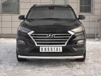 Защита переднего бампера (Ø 63 мм, нержавейка) SLITKOFF Hyundai Tucson TL рестайлинг (2018-2021)