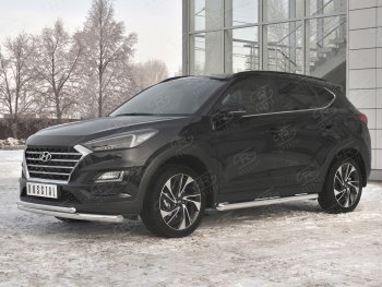 17 899 р. Защита переднего бампера (2 трубы Ø63 и 42 мм, нержавейка) SLITKOFF  Hyundai Tucson  TL (2018-2021) рестайлинг  с доставкой в г. Тольятти. Увеличить фотографию 2