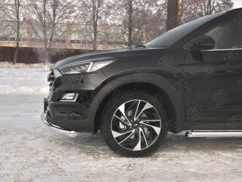 17 899 р. Защита переднего бампера (2 трубы Ø63 и 42 мм, нержавейка) SLITKOFF  Hyundai Tucson  TL (2018-2021) рестайлинг  с доставкой в г. Тольятти. Увеличить фотографию 3