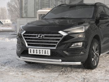 17 899 р. Защита переднего бампера (2 трубы Ø63 и 42 мм, нержавейка) SLITKOFF  Hyundai Tucson  TL (2018-2021) рестайлинг  с доставкой в г. Тольятти. Увеличить фотографию 4