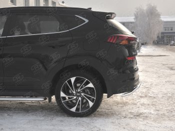 16 499 р. Защита заднего бампера (Ø42 мм волна, нержавейка) SLITKOFF Hyundai Tucson TL рестайлинг (2018-2021)  с доставкой в г. Тольятти. Увеличить фотографию 2