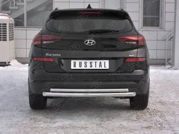 16 999 р. Защита заднего бампера (Ø63/42 мм, нержавейка) SLITKOFF  Hyundai Tucson  TL (2018-2021) рестайлинг  с доставкой в г. Тольятти. Увеличить фотографию 1