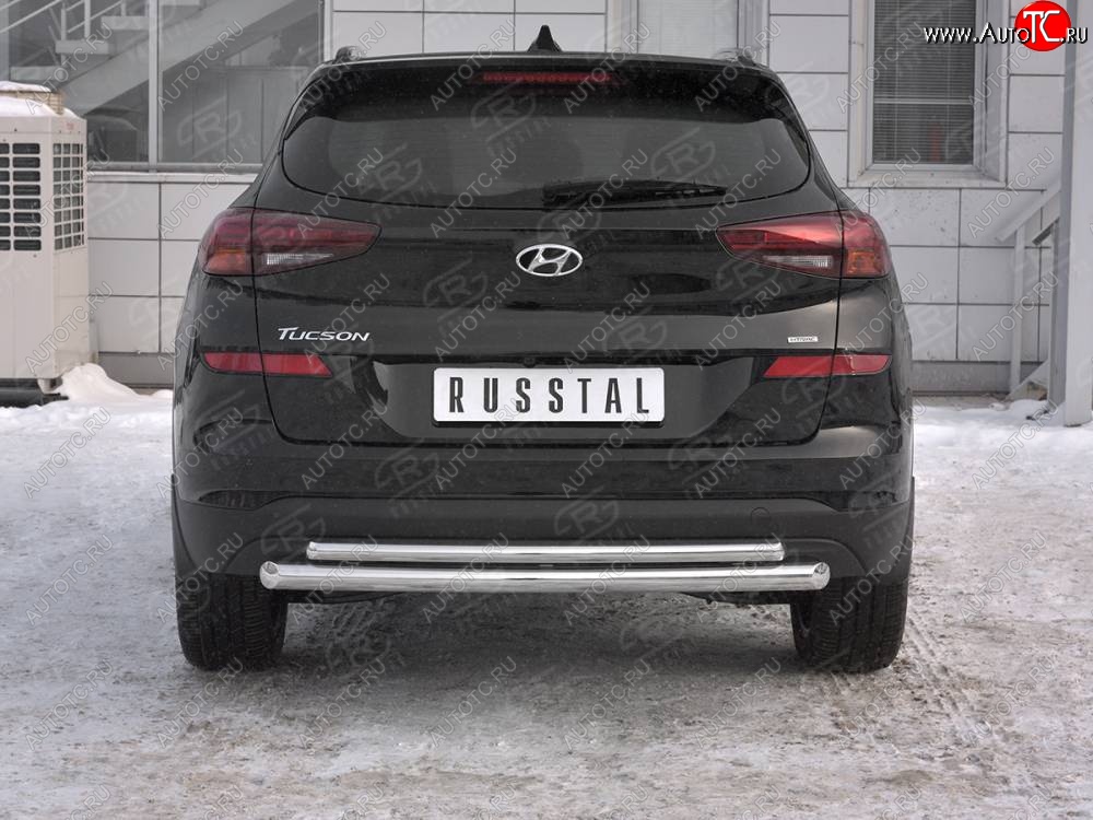 16 999 р. Защита заднего бампера (Ø63/42 мм, нержавейка) SLITKOFF  Hyundai Tucson  TL (2018-2021) рестайлинг  с доставкой в г. Тольятти