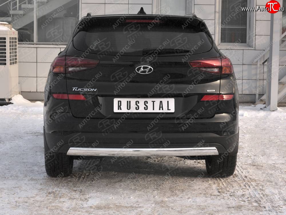 14 999 р. Защита заднего бампера (Ø75x42 мм, нержавейка) Russtal Hyundai Tucson TL рестайлинг (2018-2021)  с доставкой в г. Тольятти