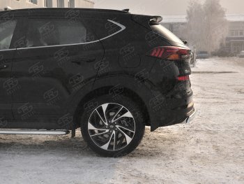 14 999 р. Защита заднего бампера (Ø75x42 мм, нержавейка) Russtal Hyundai Tucson TL рестайлинг (2018-2021)  с доставкой в г. Тольятти. Увеличить фотографию 3