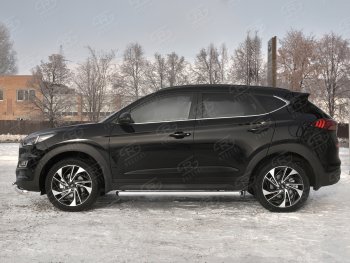 Защита порогов SLITKOFF (Ø63 мм, нержавейка) SLITKOFF Hyundai Tucson TL рестайлинг (2018-2021)