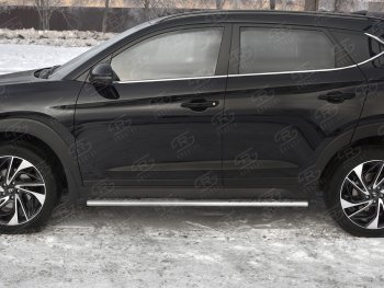 21 749 р. Защита порогов (Ø75x42 мм с проступью, нержавейка) Russtal Hyundai Tucson TL рестайлинг (2018-2021)  с доставкой в г. Тольятти. Увеличить фотографию 2