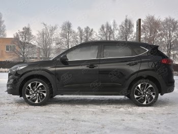 21 749 р. Защита порогов (Ø75x42 мм с проступью, нержавейка) Russtal Hyundai Tucson TL рестайлинг (2018-2021)  с доставкой в г. Тольятти. Увеличить фотографию 3