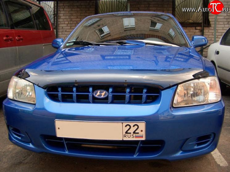 2 699 р. Дефлектор капота NovLine Hyundai Accent седан ТагАЗ (2001-2012)  с доставкой в г. Тольятти